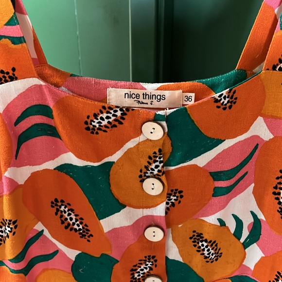 Summer dress by “nice things” made in Barcelona. Adorable, artsy papaya print - Picture 2 of 4